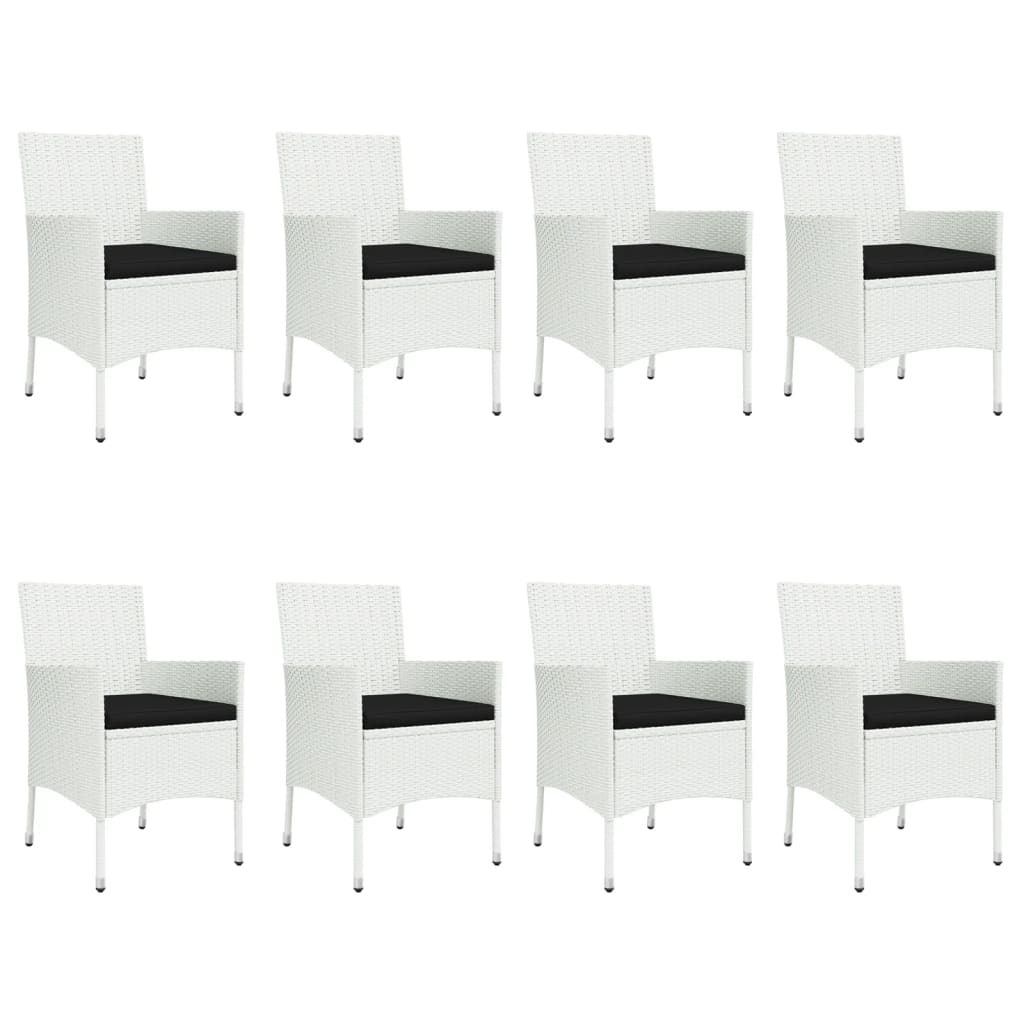 Patio Dining Set Set of 8 White, Black