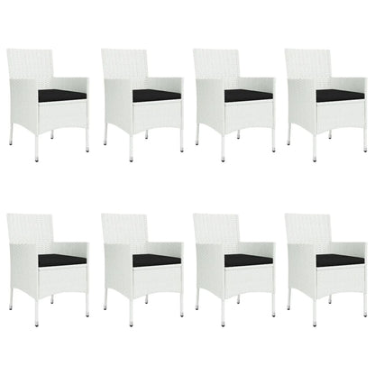 Patio Dining Set Set of 8 White, Black