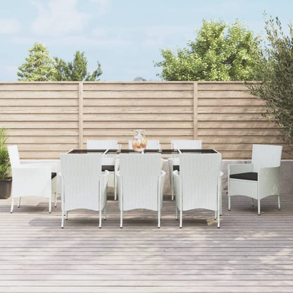 Patio Dining Set Set of 8 White, Black