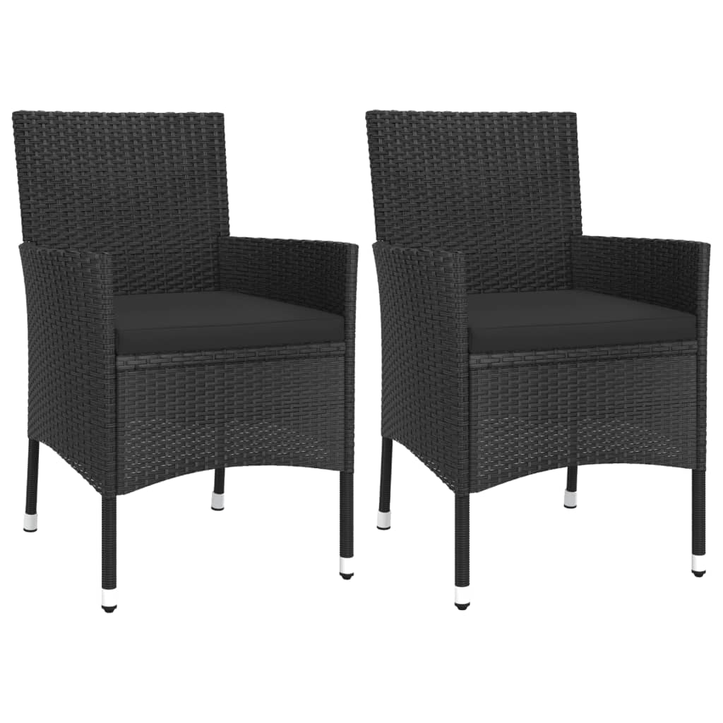 Garden Bistro Set Black Poly Rattan Standard Garden Bistro Set
