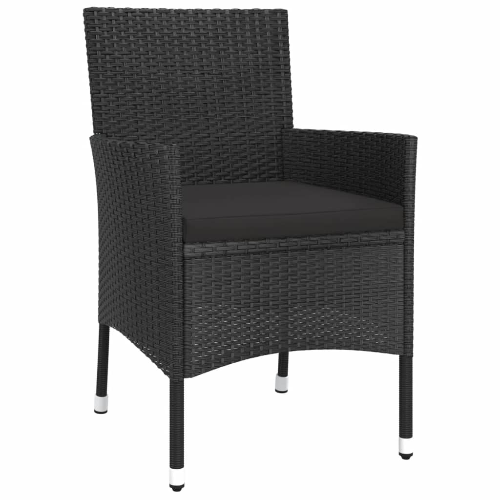 Garden Bistro Set Black Poly Rattan Standard Garden Bistro Set