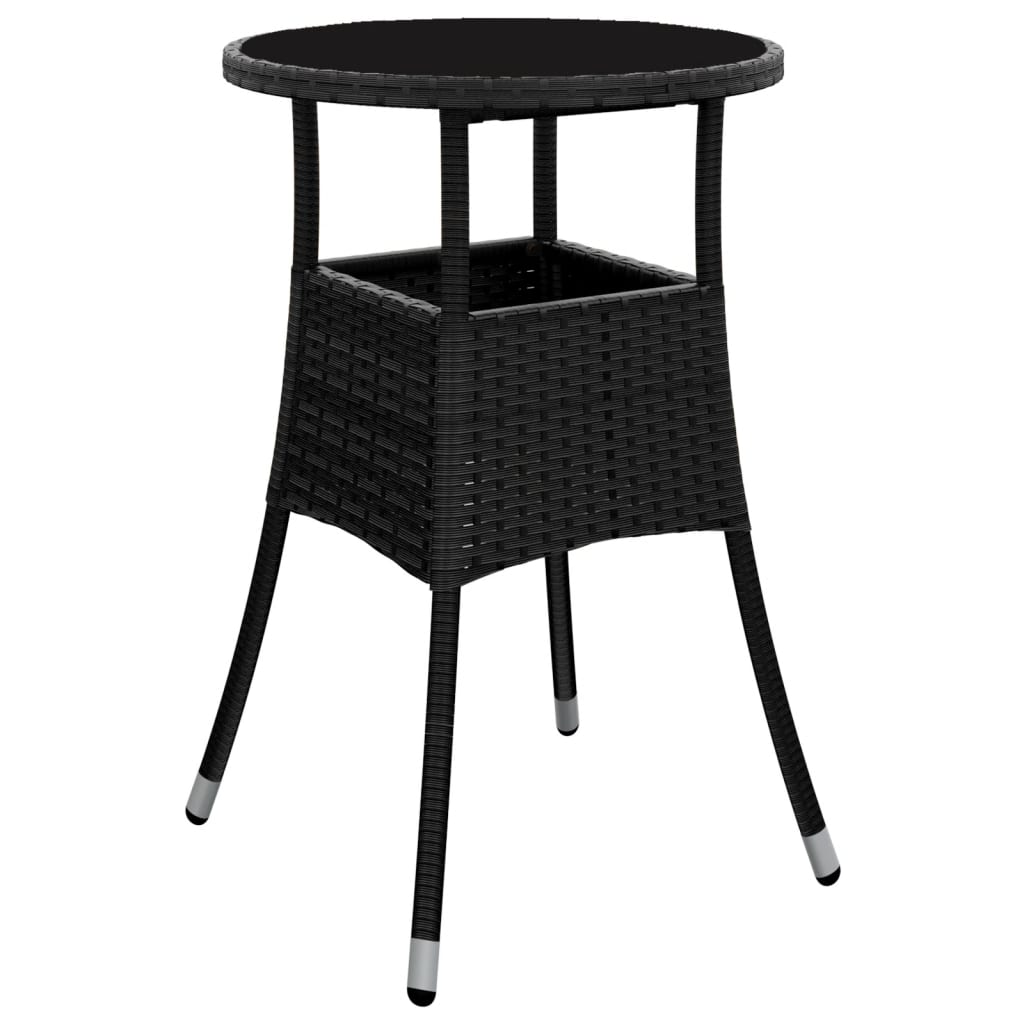 Garden Bistro Set Black Poly Rattan Standard Garden Bistro Set