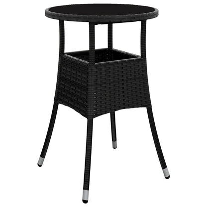 Garden Bistro Set Black Poly Rattan Standard Garden Bistro Set