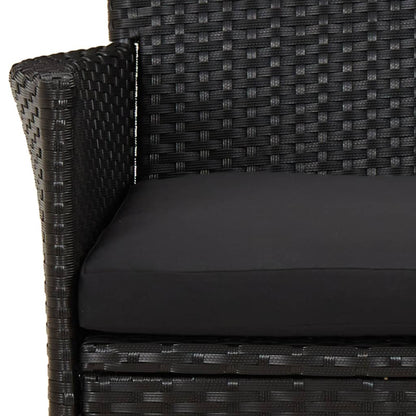 Garden Bistro Set Black Poly Rattan Standard Garden Bistro Set