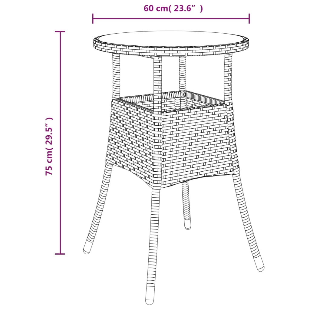 Garden Bistro Set Black Poly Rattan Standard Garden Bistro Set