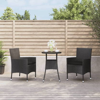 Garden Bistro Set Black Poly Rattan Standard Garden Bistro Set