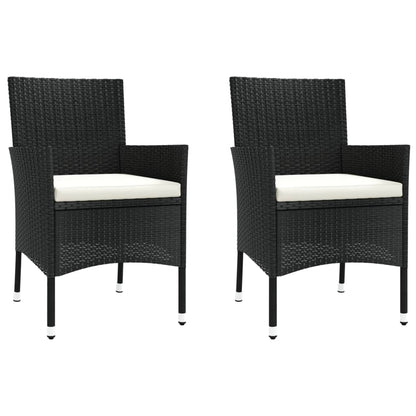Garden Bistro Set Black Poly Rattan Compact Durable Bistro Set