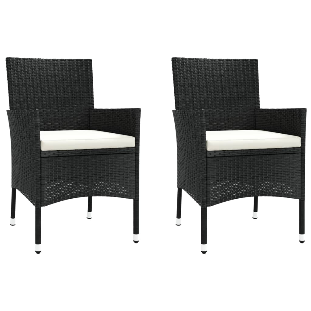 Garden Bistro Set Black Poly Rattan Compact Durable Bistro Set