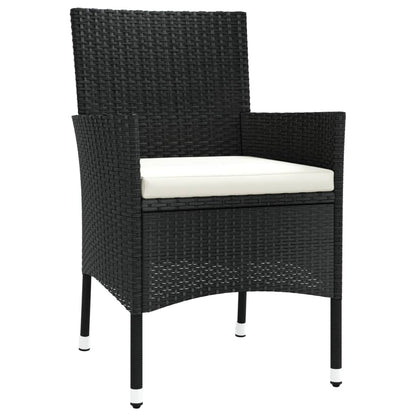 Garden Bistro Set Black Poly Rattan Compact Durable Bistro Set