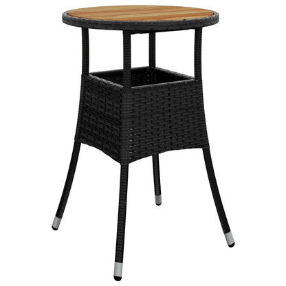 Garden Bistro Set Black Poly Rattan Compact Durable Bistro Set