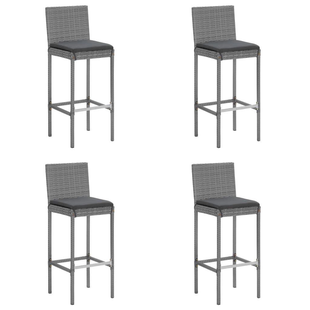 Garden Bar Set Grey PE rattan, powder-coated steel, tempered glass