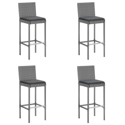 Garden Bar Set Grey PE rattan, powder-coated steel, tempered glass