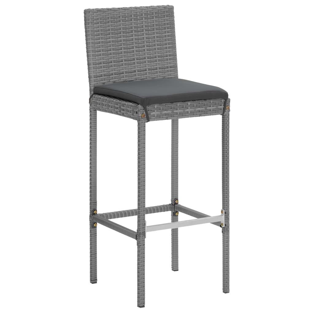 Garden Bar Set Grey PE rattan, powder-coated steel, tempered glass