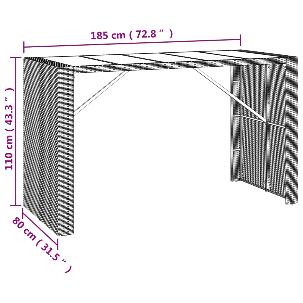 Garden Bar Set Grey, Black, Dark Grey