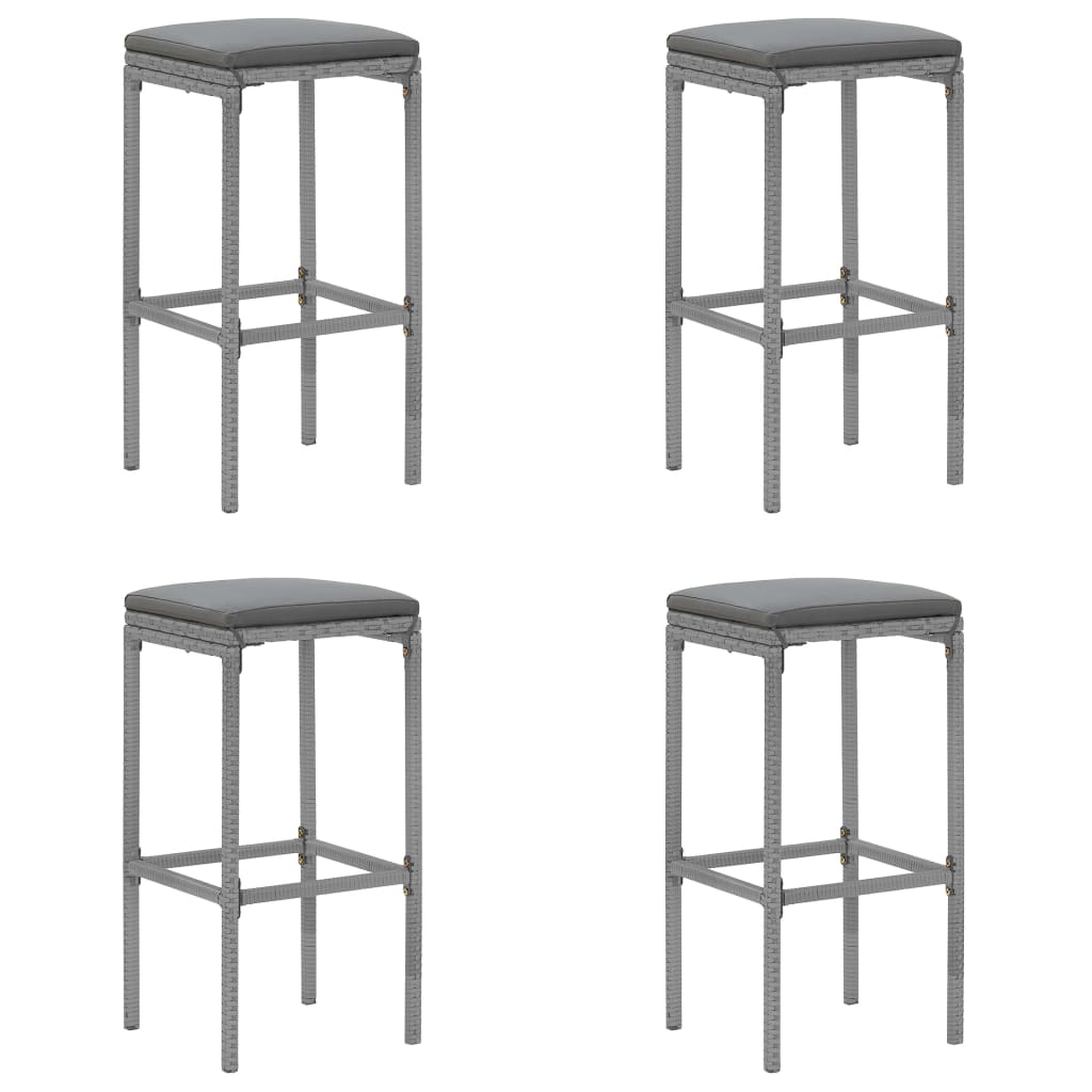 Garden Bar Set Grey PE rattan, powder-coated steel, tempered glass