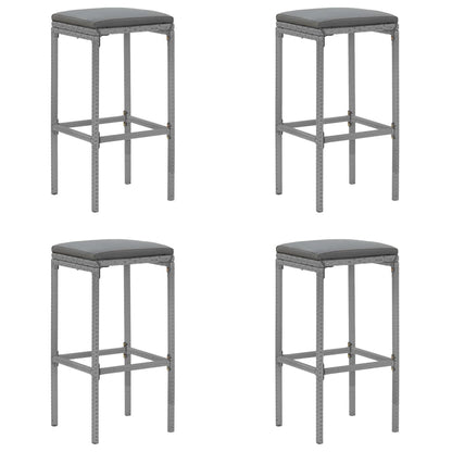 Garden Bar Set Grey PE rattan, powder-coated steel, tempered glass