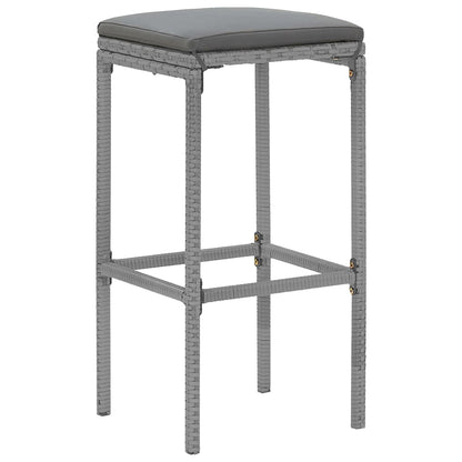 Garden Bar Set Grey PE rattan, powder-coated steel, tempered glass