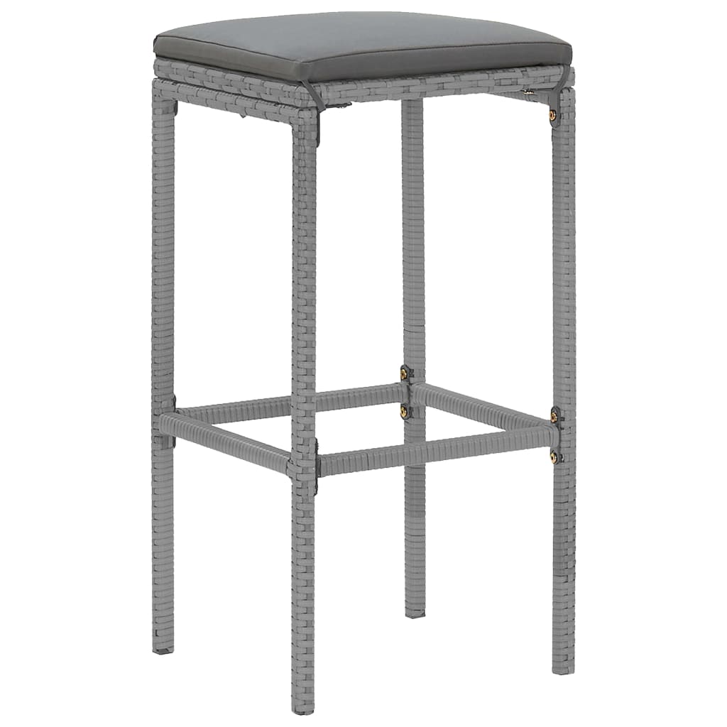 Garden Bar Set Grey PE rattan, powder-coated steel, tempered glass