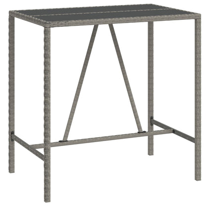 Garden Bar Set Grey PE rattan, powder-coated steel, tempered glass