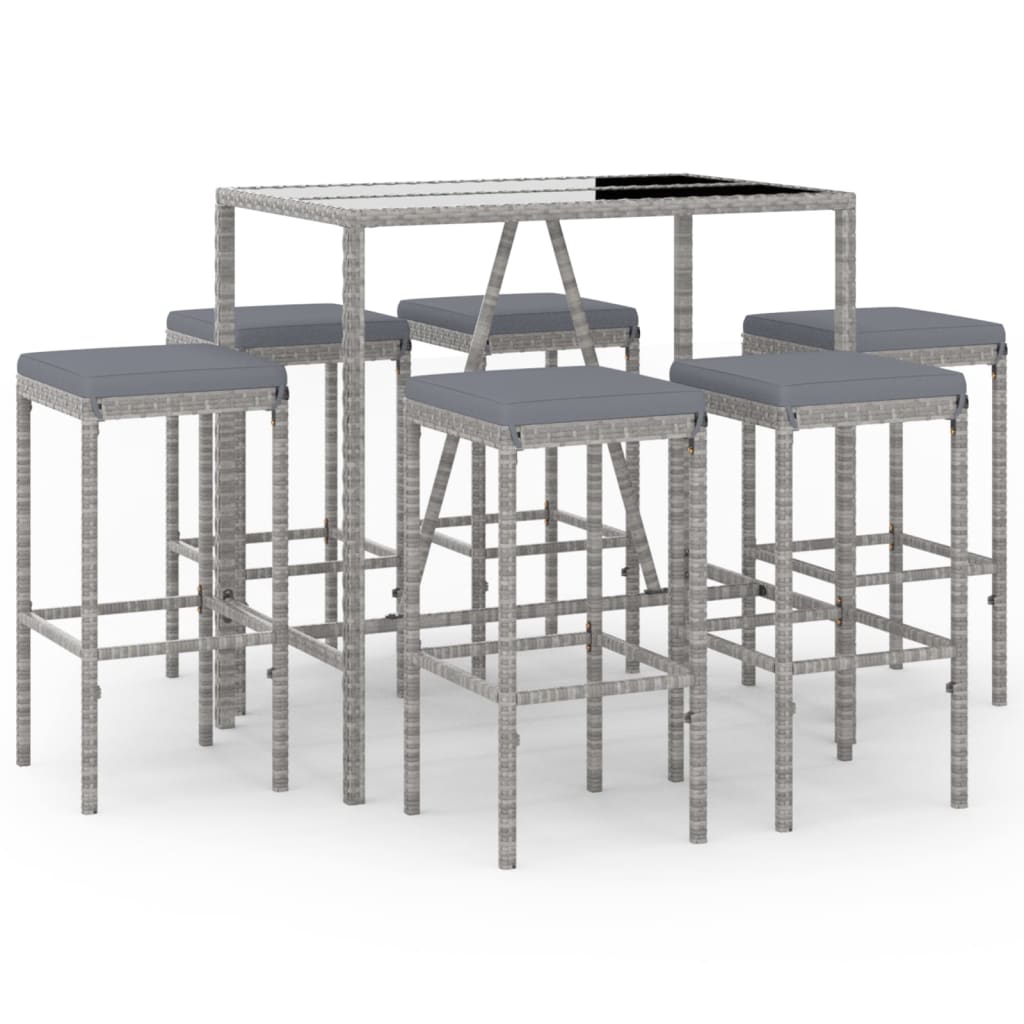 Garden Bar Set Grey with black tabletop