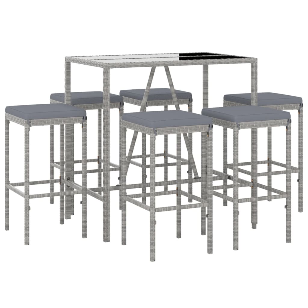 Garden Bar Set Grey with black tabletop