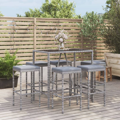 Garden Bar Set Grey with black tabletop