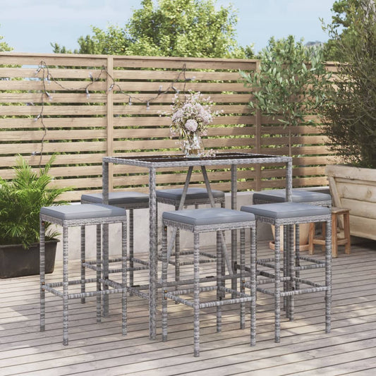 Garden Bar Set Grey with black tabletop