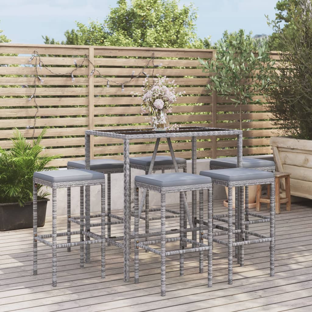 Garden Bar Set Grey with black tabletop