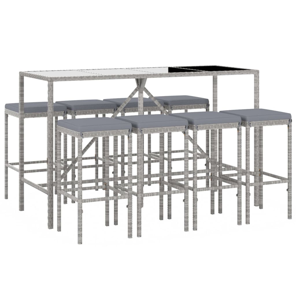 Garden Bar Set Grey, Black
