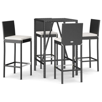 Garden Bar Set Black PE rattan Durable Garden Bar Set