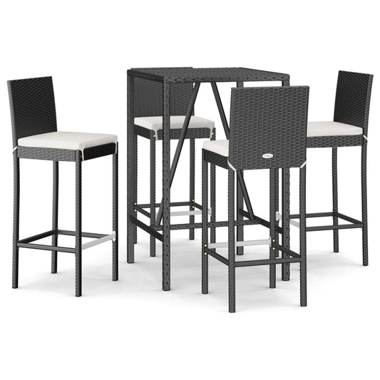 Garden Bar Set Black PE rattan Durable Garden Bar Set