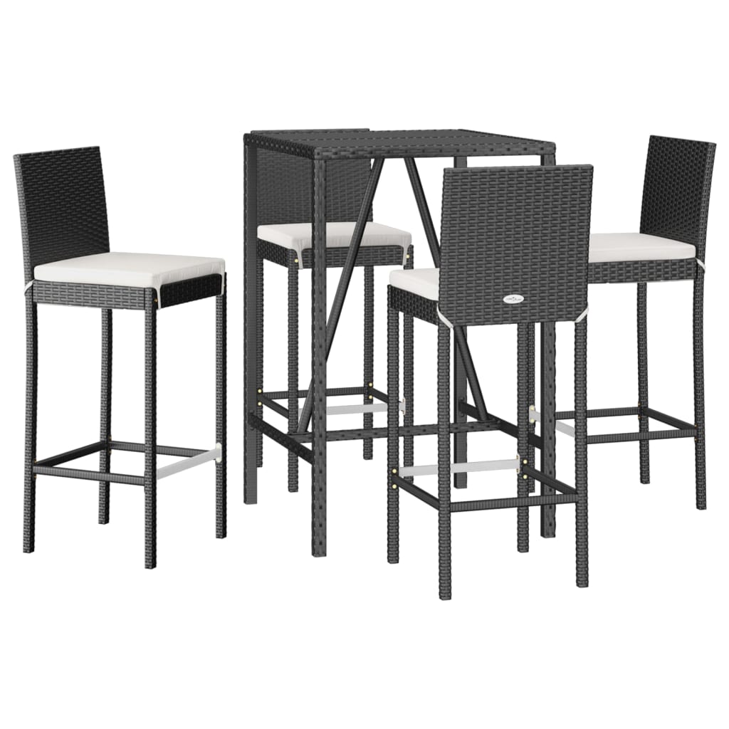 Garden Bar Set Black PE rattan Durable Garden Bar Set