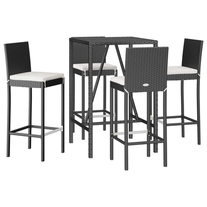 Garden Bar Set Black PE rattan Durable Garden Bar Set