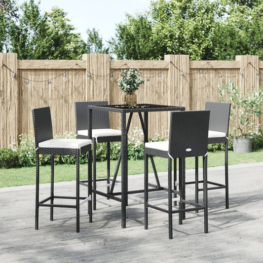 Garden Bar Set Black PE rattan Durable Garden Bar Set