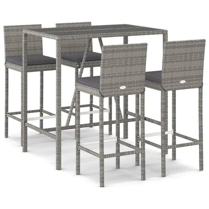Garden Bar Set Grey PE Rattan Footrest Garden Bar Set