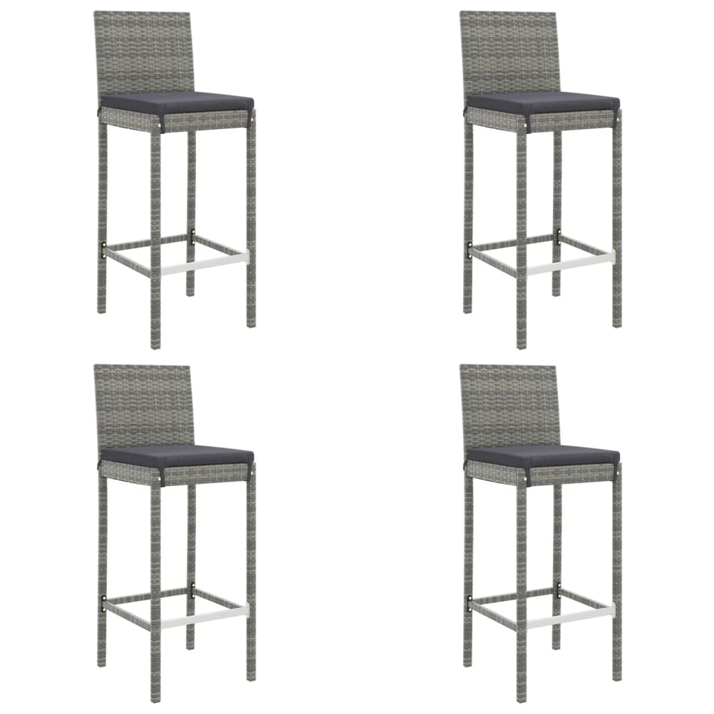 Garden Bar Set Grey PE Rattan Footrest Garden Bar Set