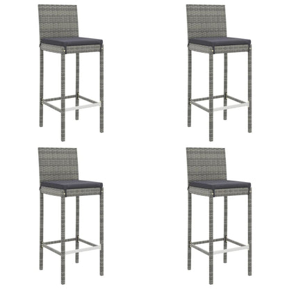 Garden Bar Set Grey PE Rattan Footrest Garden Bar Set