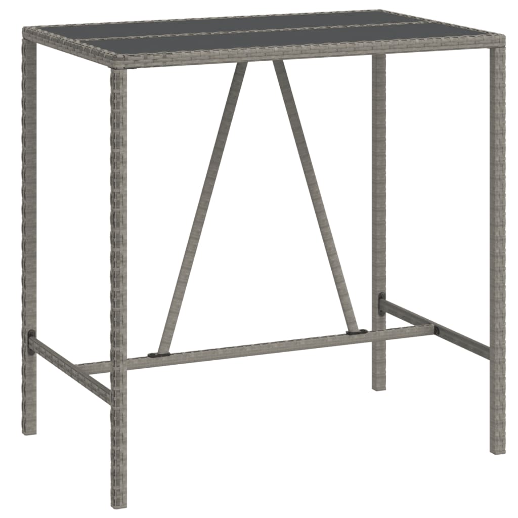 Garden Bar Set Grey PE Rattan Footrest Garden Bar Set