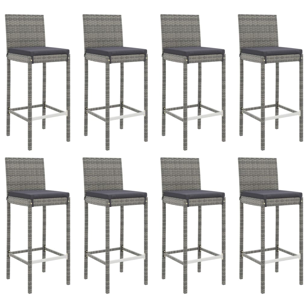 Garden Bar Set Grey PE Rattan, Powder-Coated Steel, Tempered Glass