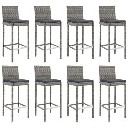Garden Bar Set Grey PE Rattan, Powder-Coated Steel, Tempered Glass