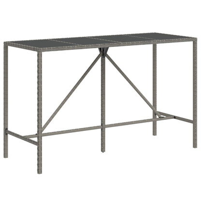 Garden Bar Set Grey PE Rattan, Powder-Coated Steel, Tempered Glass
