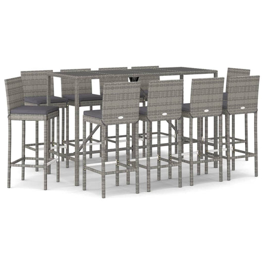 Patio Bar Set Set of 10 Gray