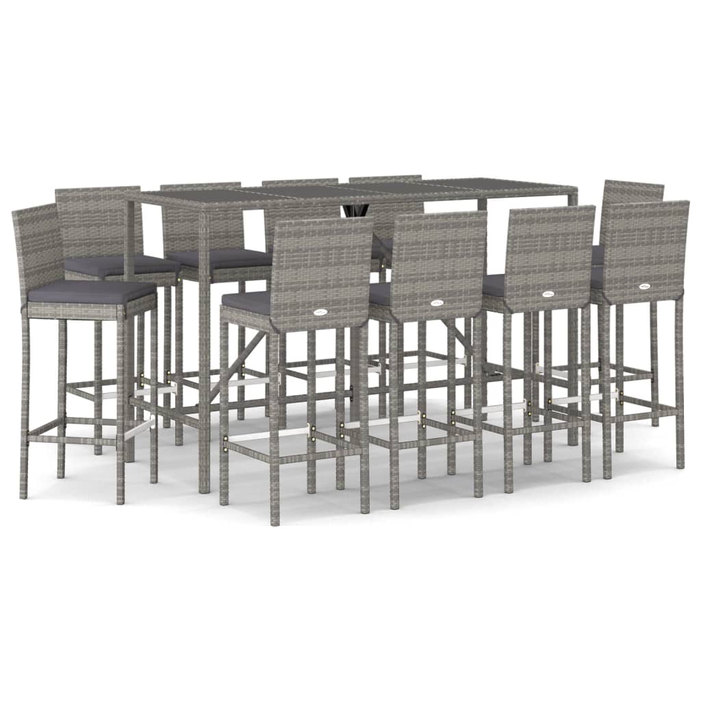 Patio Bar Set Set of 10 Gray