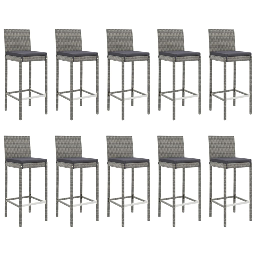 Patio Bar Set Set of 10 Gray