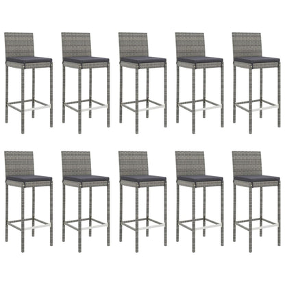 Patio Bar Set Set of 10 Gray