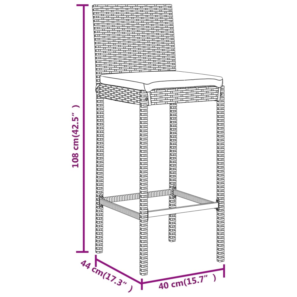 Patio Bar Set Set of 10 Gray