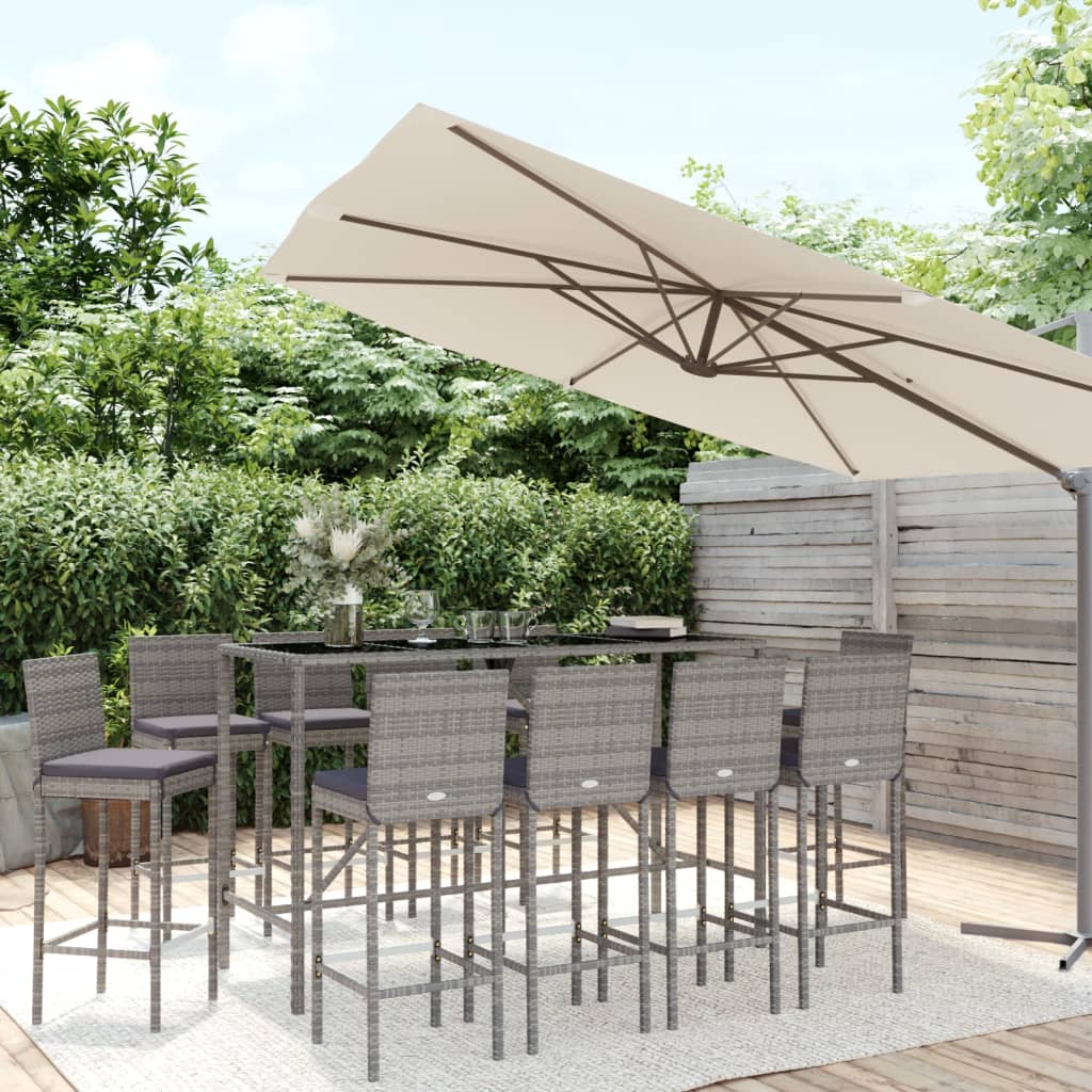 Patio Bar Set Set of 10 Gray