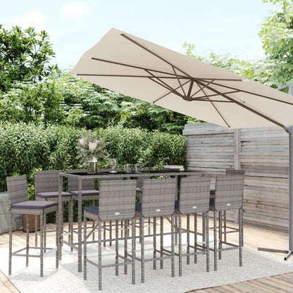 Patio Bar Set Set of 10 Gray