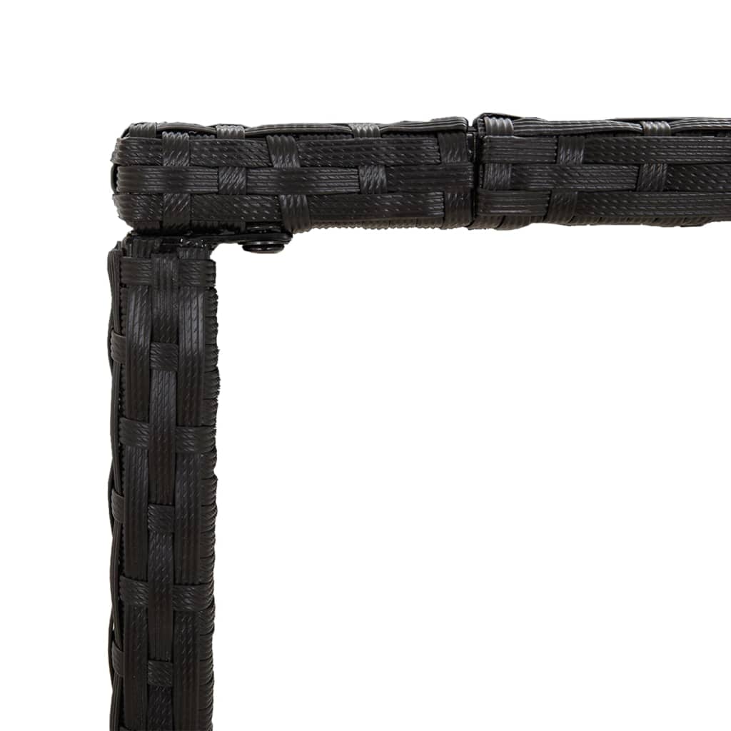 Garden Bar Set Black PE rattan, powder-coated steel, tempered glass
