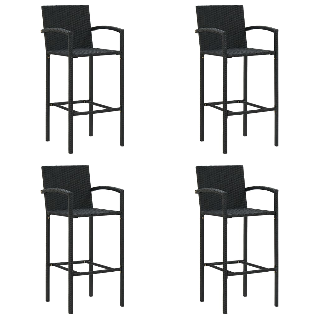 Garden Bar Set Black PE rattan Medium Footrest Bar Table Set